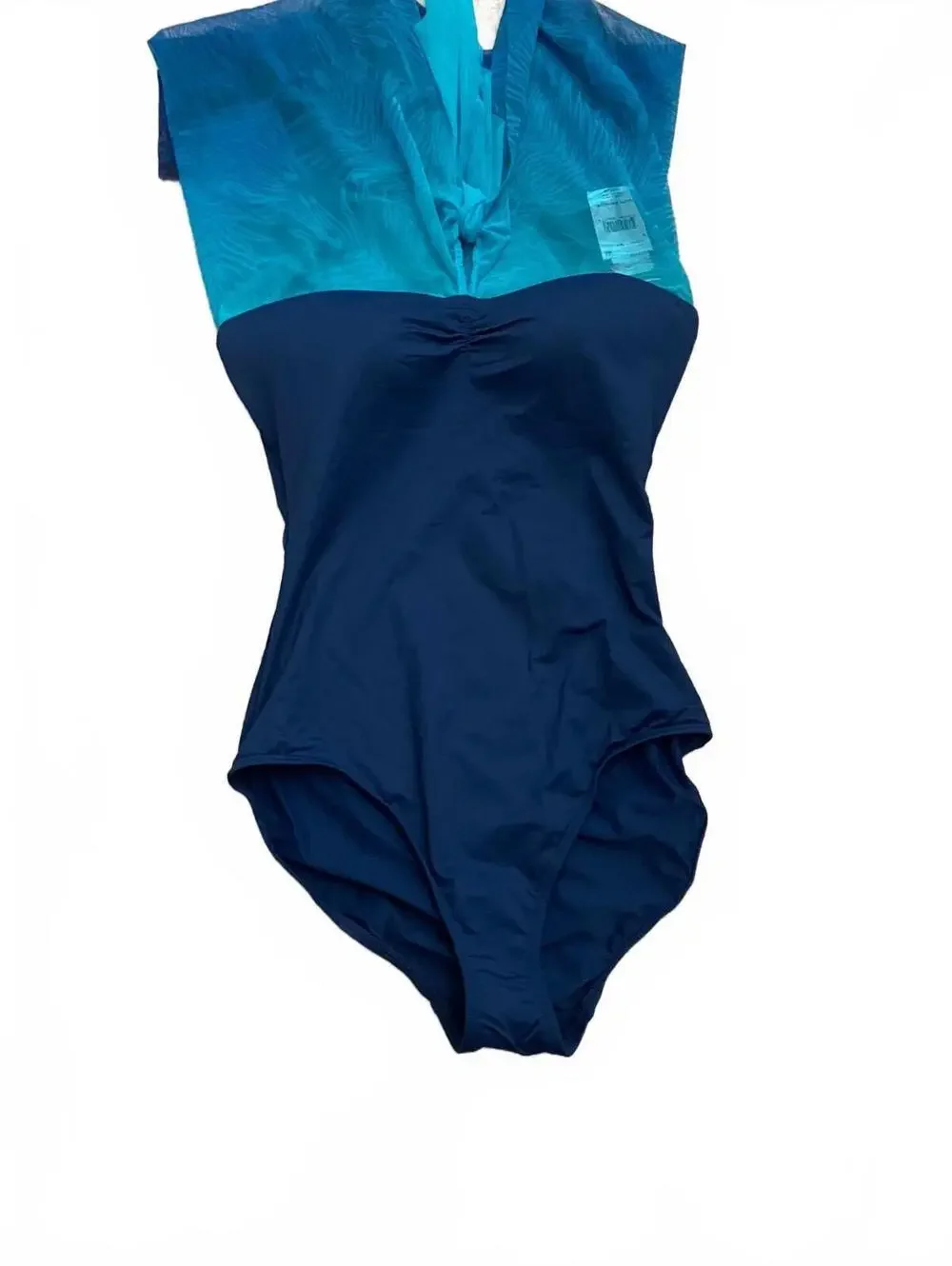 NWT Lauren Ralph Lauren Blue Ombre Tankini Swimsuit Top Size M